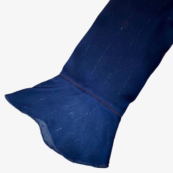 Zara Sheer Peplum Top with Tulip Sleeves in Navy Blue Women’s M - Picture 4 of 7